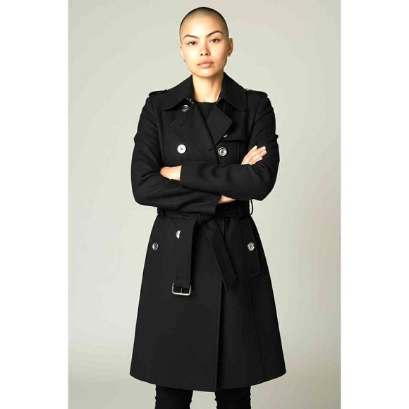 MICHAEL Michael Kors Jackets & Blazers - Michael Michael Kors Black Wool Double Breasted Belted Coat Size M Pockets EUC!!